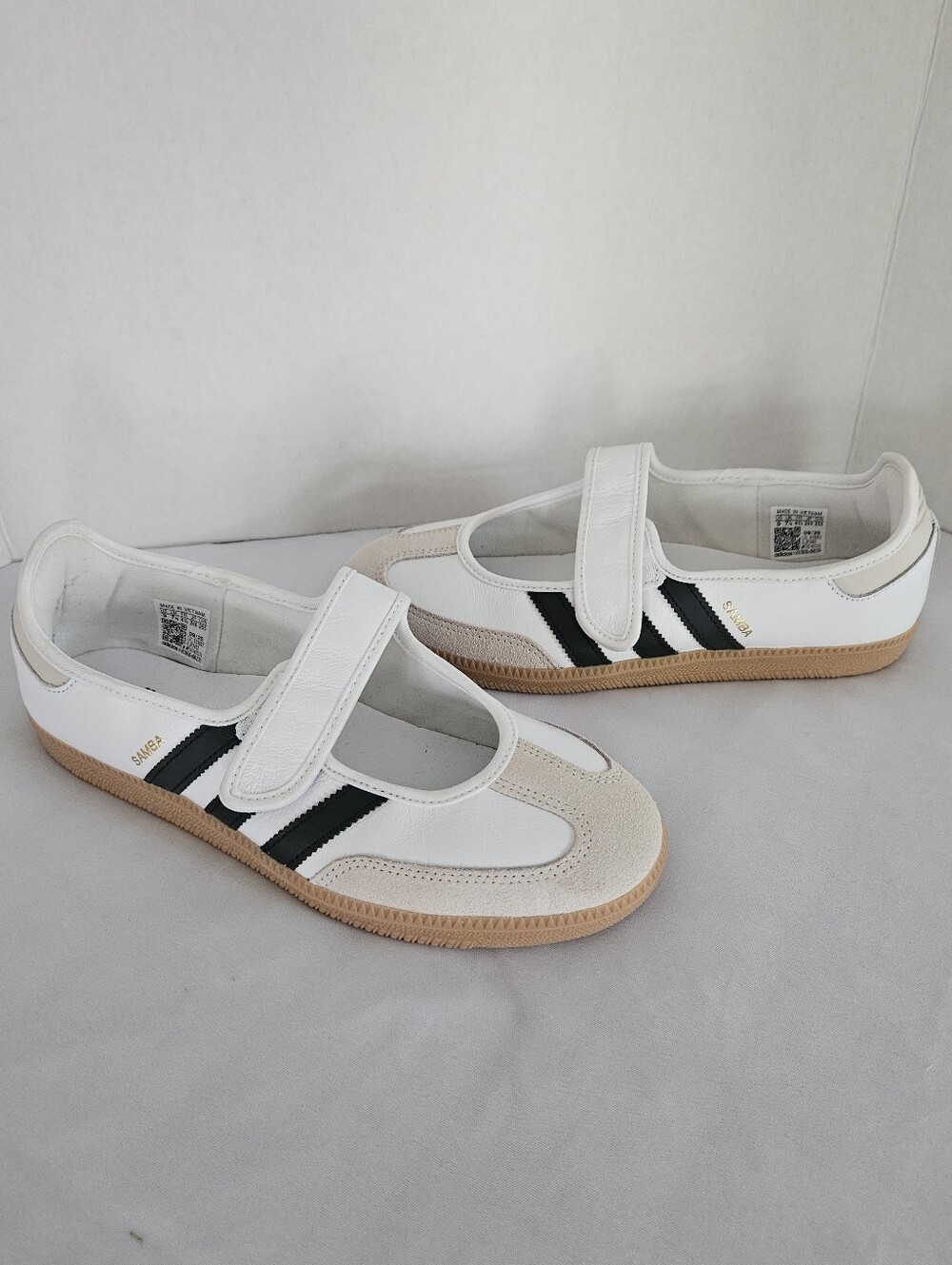 Adidas Samba Jane Mary Jane Shoes Cloud White Black Gum Sole Size 9 - Picture 2 of 10